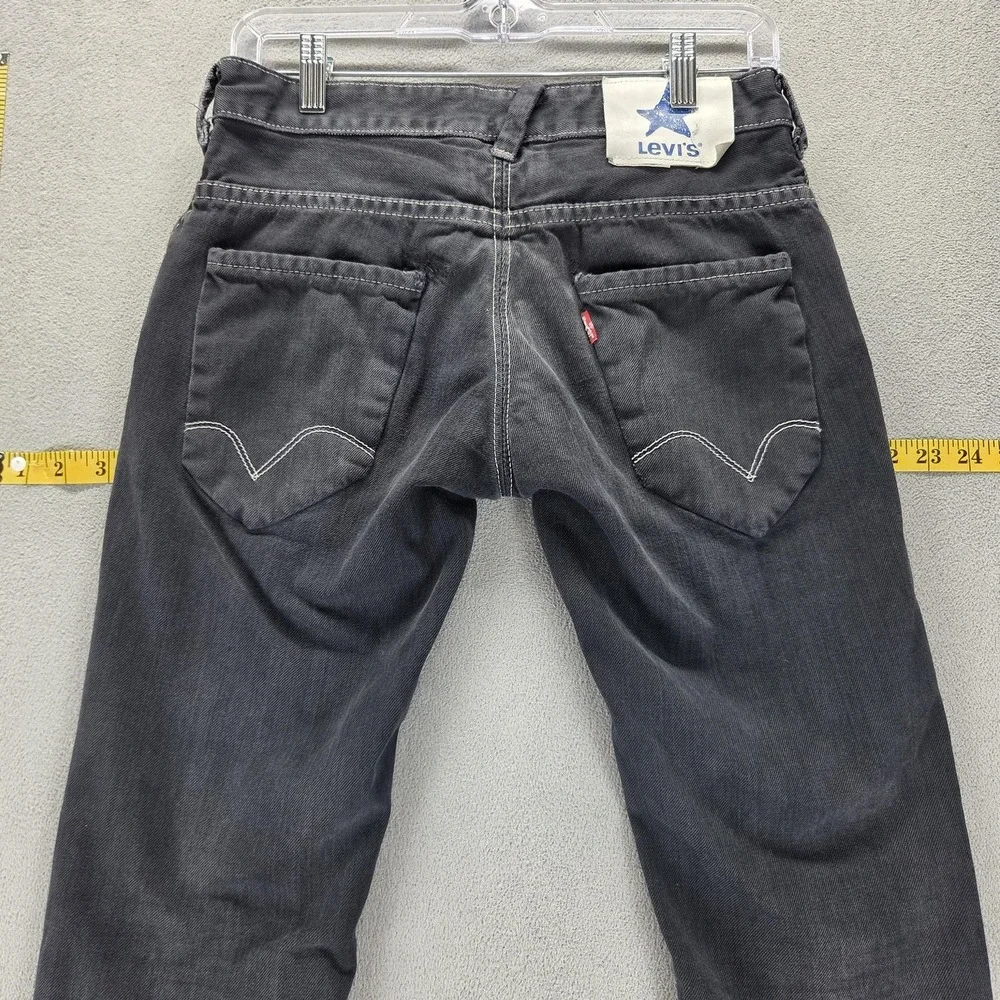 Vintage Levis Blue Star Jeans Mens Gray Slim Charcoal Wash Engineered Fits 28x34